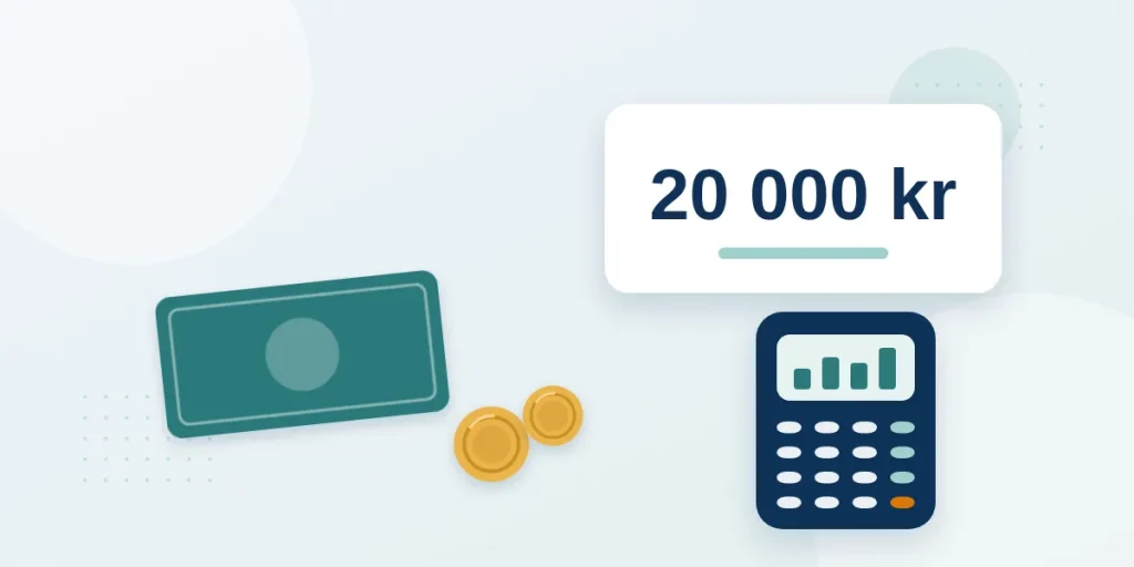 Sedlar, mynt och en miniräknare bredvid beloppet 20 000 kr